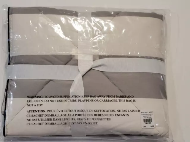 New Pottery Barn Marlo Stripe European Sham 26" Euro Gray White 3