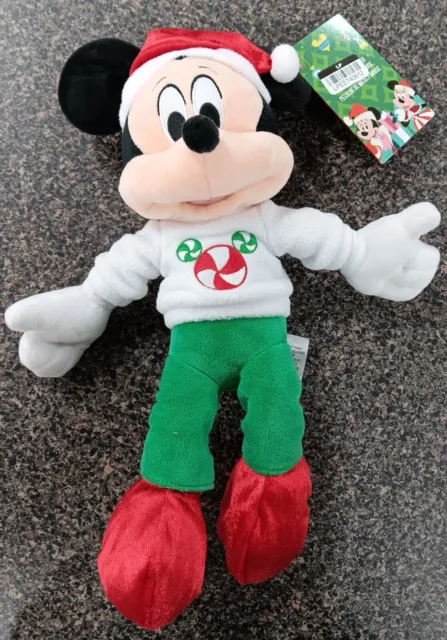Disney Store Mickey  Mouse Holiday Christmas Medium Plush - 15"- New