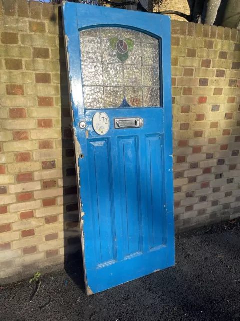 Reclaimed Old Edwardian Victorian Wooden Panel Front Door 2035mm x 815mm