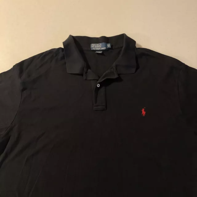 Polo Ralph Lauren Mens Polo Shirt Short Sleeve Black Soft Cotton Size 2XB Big