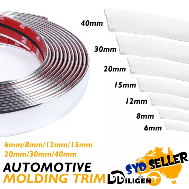 Automotive Grade Chrome Moldings Trim Strip Bumper Body Side Grille Garnish DIY