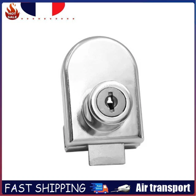Serrure Pour Vitrine Ou Armoire En Verre, Pivot, Avec 2 Clés, Finition Argent