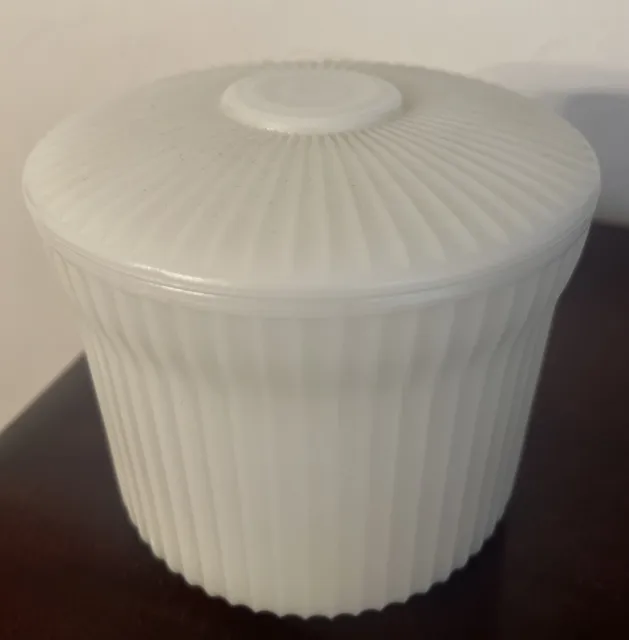 Vintage Breakstones Dairy Foods Milk Glass Refrigerator Container w/Lid