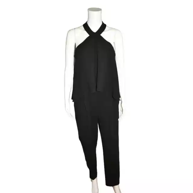 TRINA TURK $348 Black Micaela Classic Crepe Jumpsuit Halter Neckline Size 4