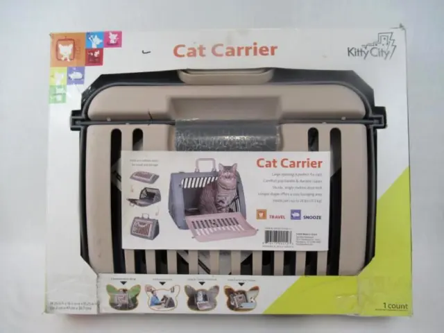Transportador de viaje plegable pequeño SportsPet Kitty City gris bronceado mascota gato 25 libras