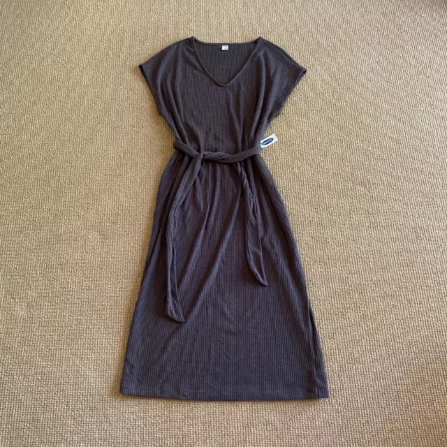 Women's Old Navy Gray Ribbed Belted Dress Size Small New With Tags 2