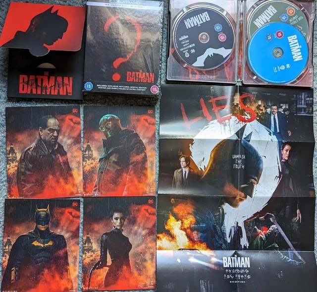 THE BATMAN [STEELBOOK] (4K UHD Blu-ray/Blu-ray, 2022) Art cards poster ...