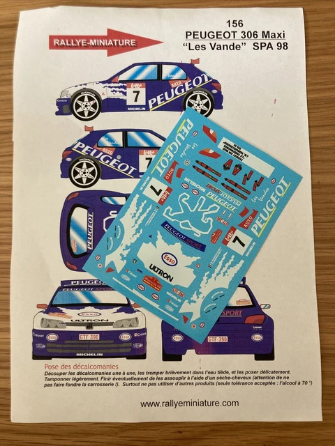 Décalcomanies 1/43 Pour PEUGEOT 306 MAXI VAN DE WAUVER Rallye Condroz 1997 – Réf. 1287