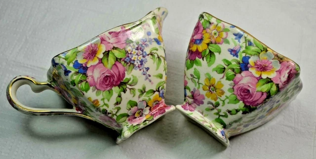 Chintz Royal Winton Summertime Ascot Creamer, Open Sugar and Underplate Vintage