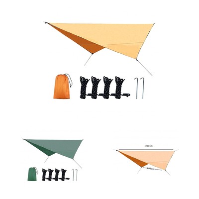 1 Set TETTOIA All'aperto Sicurezza ANTIVENTO ARGENTO-Coated Crema Solare Tenda rinforzato 