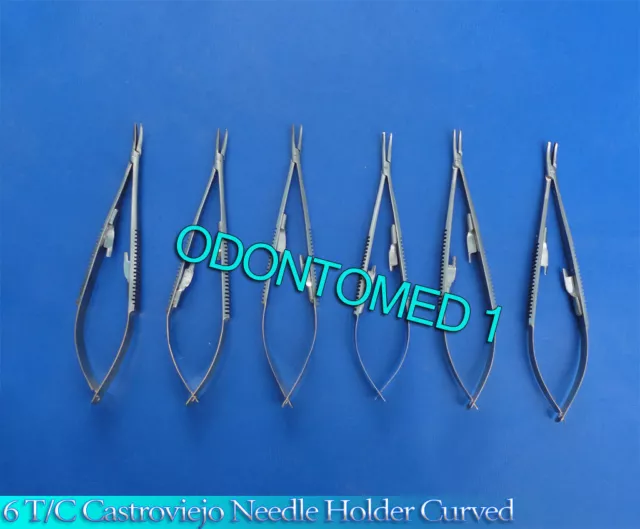 6 T/C Castroviejo Needle Holder 9" Curved Surgical Dental Instruments