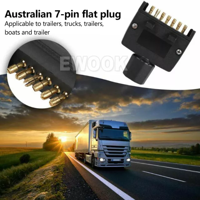 5x Trailer Plug 7 Pin Flat Male Adaptor Caravan Boat Car Connector Part Adapter 3