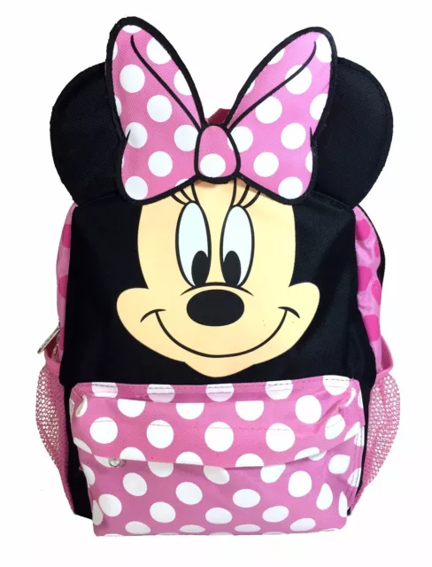 Disney Minnie Mouse Face Back to School Backpack 12" Small Bag with Ear