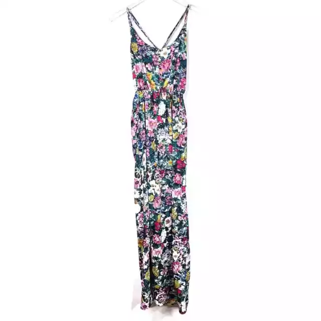 Yumi Kim Floral Maxi Dress Strappy Sleeveless Multicolored Multi Flower Pockets