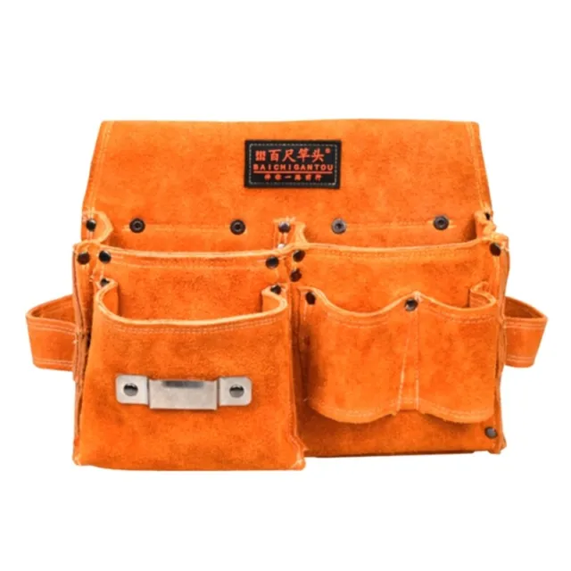 Woodworker Tool Bag Practical Cow Leather Waist Pack Hardware Tool Storage Bag