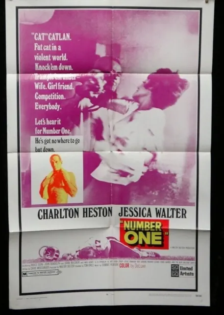 Number One 🎬 1969 Original Theater Sports Movie Poster Charlton Heston Jessica