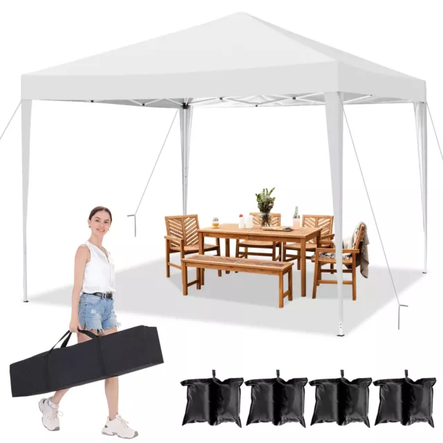Falt Pavillon 3x3m Party Gartenzelt PopUp Wasserdicht UV-Schutz Höhenverstellbar