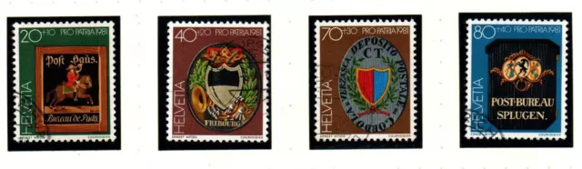 Schweiz Briefmarken Satz Mi. 1199-1202 Pro Patria Wappen 1981 gestempelt (CH203)