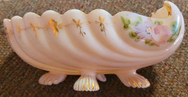 Cambridge Pink Milk Glass Crown Tuscan Shell 1930 Rose Footed Gold Guild