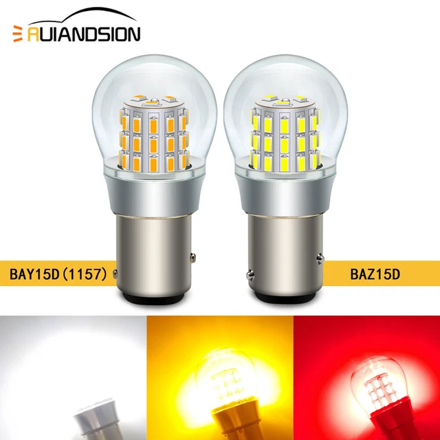Lot De 2 Ampoules LED P21/5W BAY15D 1157 - 12V, Rouge, Pour Feux Stop, Clignotants Et Feux Arrière Voiture - 2
