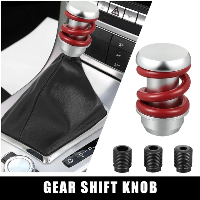 1 Set Aluminum Alloy Car Shifter Gear Shift Knob with Adapter Red Silver Tone