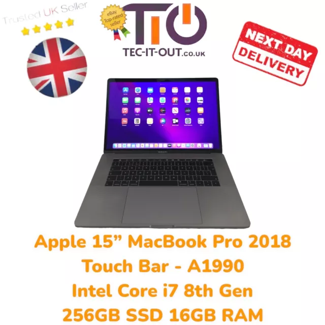Apple 15" MacBook Pro 2018 Touch Bar Intel i7 8th Gen 256GB SSD 16GB RAM - A1990