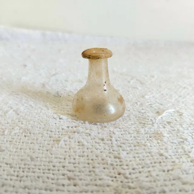 Antique Original Old Handmade Blown Glass Pontil Mark Bottle Miniature G1095