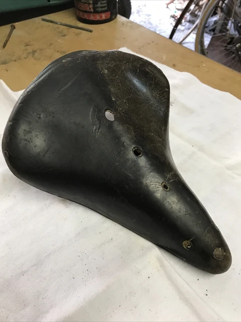 Selle Vélo Ancienne Cuir – Marque Verybest – Marron – À Restaurer Ou Collection