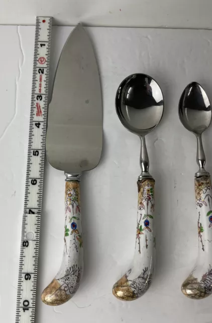 A E LEWIS Co Sheffield England Floraine Porcelain Handle Stainless 6 Piece 2