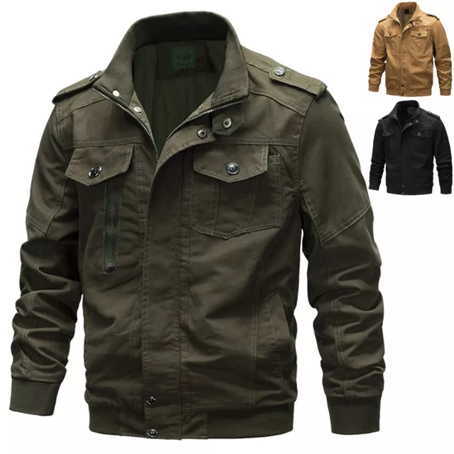 Uomo Militare Tactical Cappotto Giacca Casual Cotone da Lavoro USA -