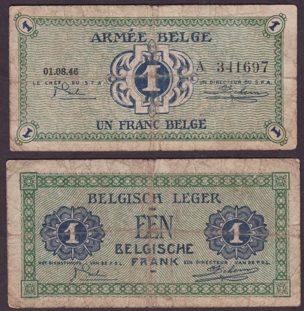 Belgium 1 Franc 1946 * VG/F * P-M1 * Leger * German Occupation