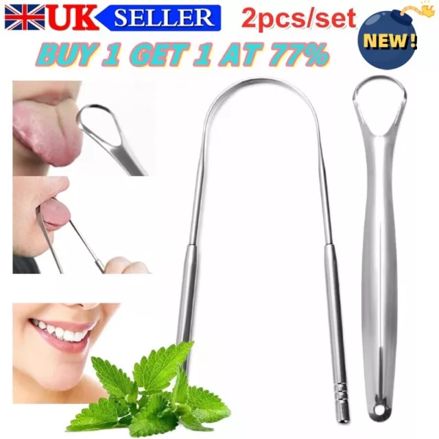 Tounge Cleaner Scraper Dental Care Stainless Steel Hygiene Oral Mouth Uk