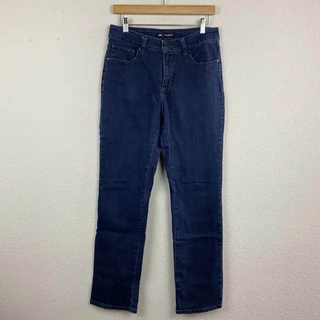 LEE WOMEN'S DENIM Blue Jeans Size 8 Classic Fit Straight Leg 5 Pocket ...