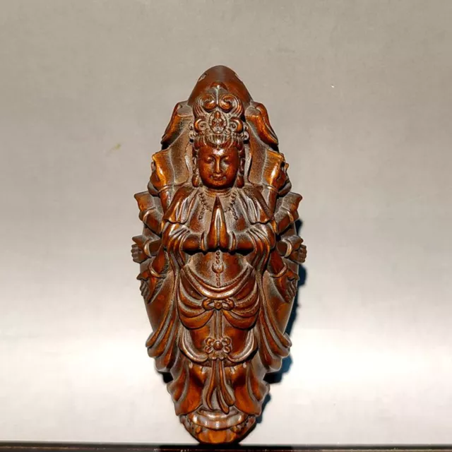Chinese Wood Carving Deep Relief statue kwan yin Thousand-hand Bodhisattva quan