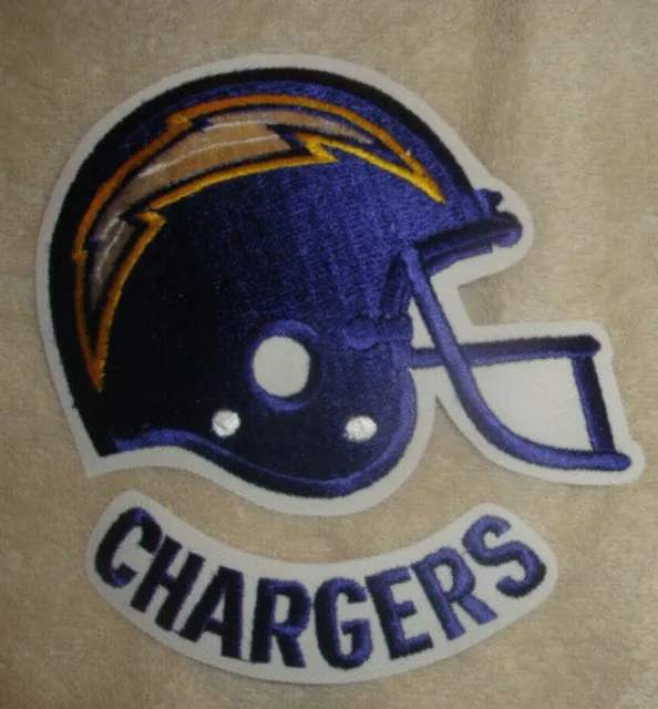 San Diego Chargers Helmet and Arched Name  NFL Embroidered Patches, 2 patches