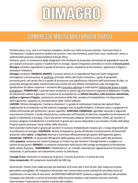 Dim.Agro Integratore Dimagrante Brucia Grassi forte Metabolismo Addominali 180pz 2