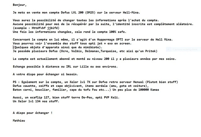 3 COMPTE DOFUS 200 FULL Opti Pvp ! (serveur Tylezia) EUR 850,00 - FR