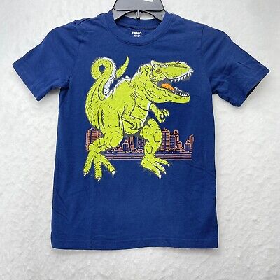 Carter's T-Shirt Boy's Size 8 Dinosaur Trex Blue Green Short Sleeve Animal Print