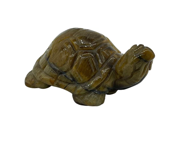 Stone Turtle Figurine Tortoise Shell Miniature Brown Abstract Art