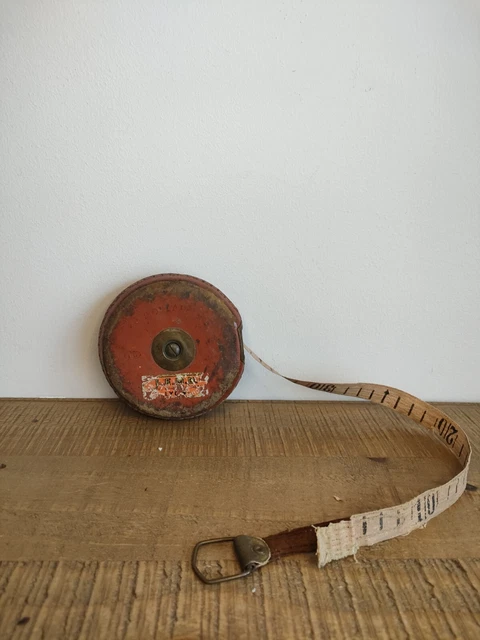 ANCIEN DÉCAMÈTRE CUIR et laiton ruban tissus EUR 12,90 - PicClick FR