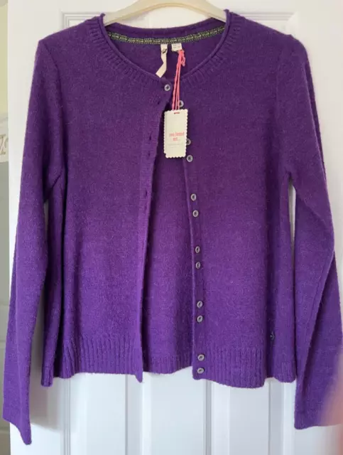 BNWT White Stuff size 12 purple alpaca mix cardigan long sleeves fluffy knit