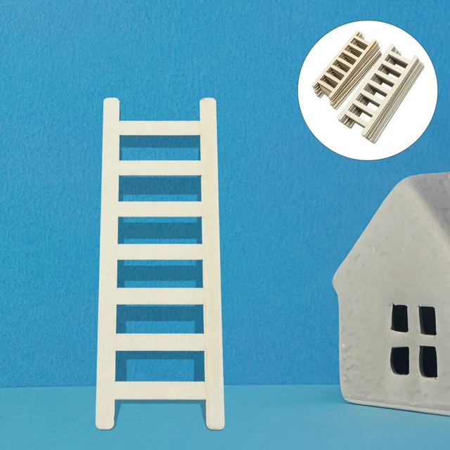 20 Pcs Wood Mini Stairs Micro Landscape Accessories Wooden Miniature Furniture