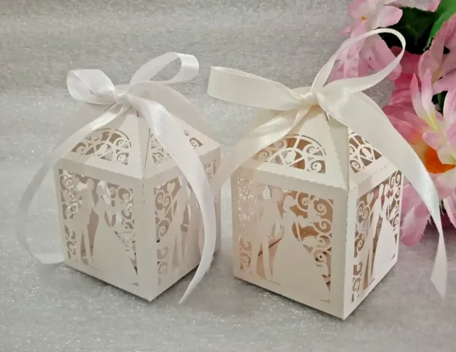 25x Laser Cut Favour Box Bombonierre Candy Wedding Engagement Party Gift Boxes