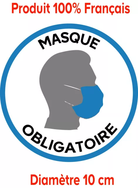 Lot de 100 Stickers adhésifs Autocollants "MASQUE OBLIGATOIRE" GESTE BARRIÈRE