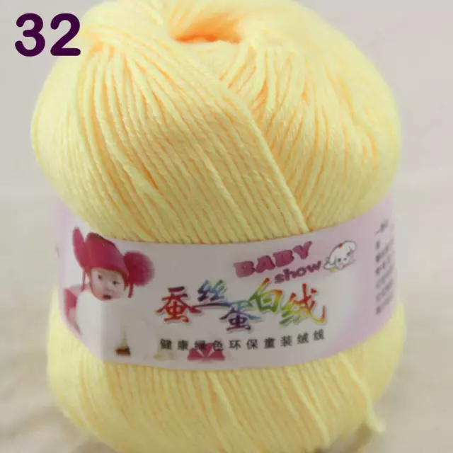 Vendita 1 palline x 50 g DK bambino lana di seta morbida cashmere filato all'uncinetto all'uncinetto lavorato a mano 32