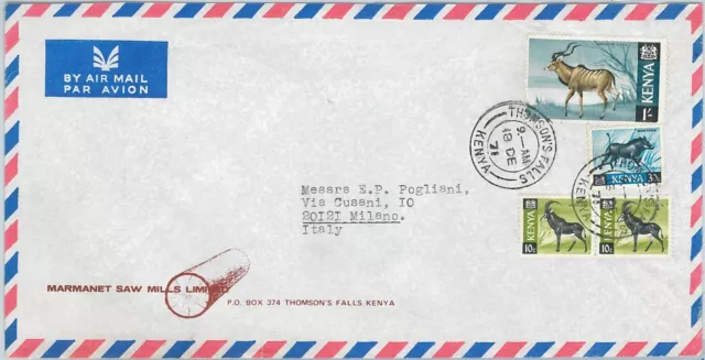 61353  - KENYA  - POSTAL HISTORY -  COVER to ITALY 1971- FAUNA Animals