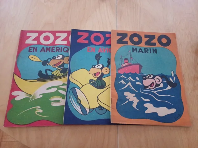 Lot De Trois Albums Zozo. Franchi. 1943. Bel Ètat. En Amérique, En Avion, Marin
