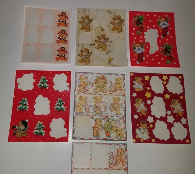 VTG Mixed Lot Holiday Stickers Christmas Thanksgiving Birthday Teddy Bear AS IS