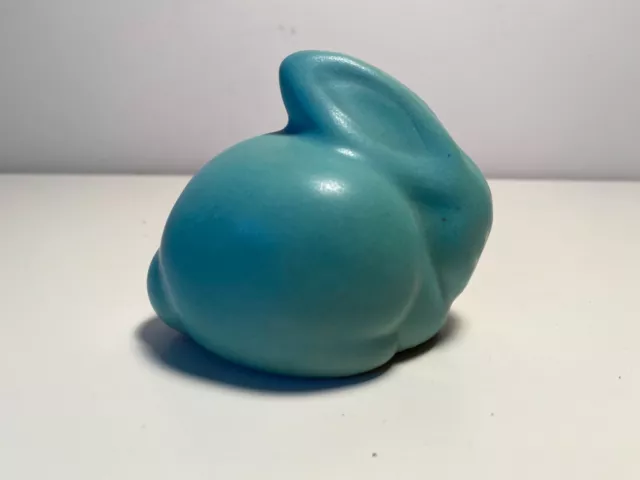 Vintage Van Briggle Pottery Ming Blue Turquoise Bunny Rabbit Figurine.