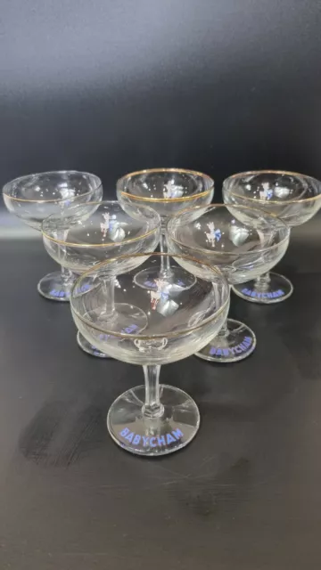 Vintage 1950's Babycham Glass White Fawn Deer Bar Advertising Party Glasses x 6